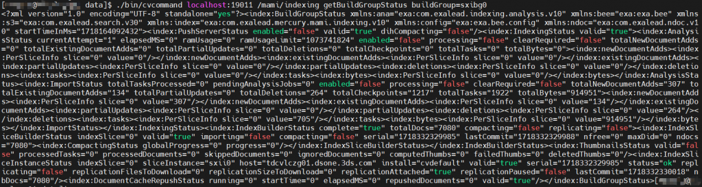3dsdpace index get buildgroup status