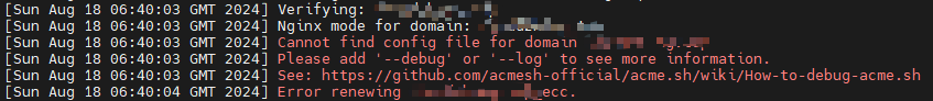 acme.sh error renewing snapshot