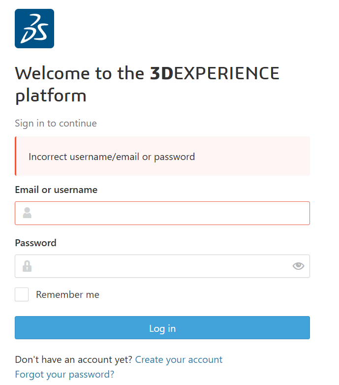 incorrect password error